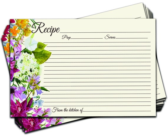 Blank Vintage Retro Elegant Flower Garden 60 Pack 4x6 Double Sided Recipe Cards Large Easy-Write Card Stock Wedding Bridal Shower Gift