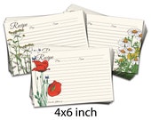 60 Pack Blank 4x6 inch Double Sided Large Recipe Cards Vintage Retro Elegant Flower Garden Wedding Bridal Shower Gift
