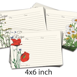 60 Pack Blank 4x6 inch Double Sided Large Recipe Cards | Vintage Retro Elegant Flower Garden | Wedding Bridal Shower Gift