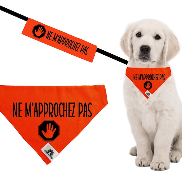 Leash sleeve and Bandana kit DO NOT APPROACH ME for Reactive Dog (in French) - Warning message - Safety