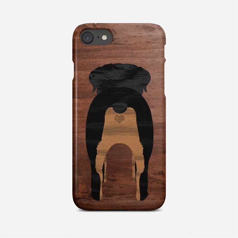 Rottweiler Phone Case Rottweiler Butt Phone Case with a Wood Inlay Effect Rottweiler Love Rottweiler Case