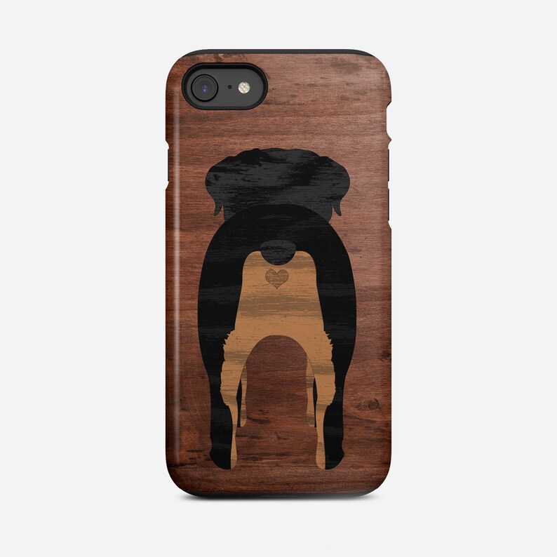 Rottweiler Phone Case Rottweiler Butt Phone Case with a Wood Inlay Effect Rottweiler Love Rottweiler Case