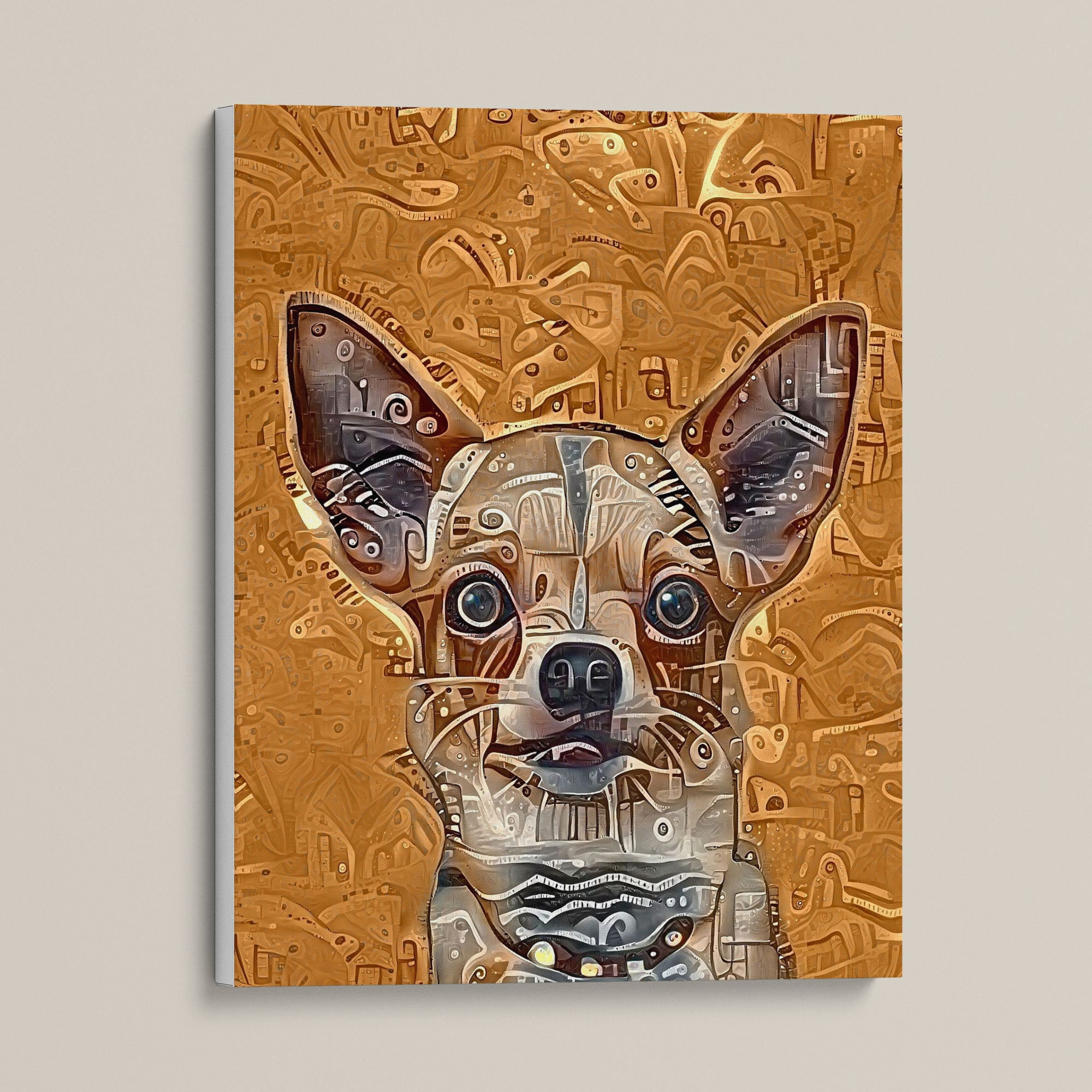 Abstract Tan Chihuahua Canvas Print Chihuahua Wall Art Framed Etsy