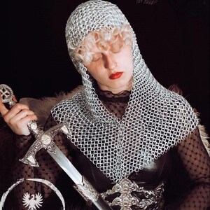 Lady Knight maliënkolder kap aluminium stomp - vrouwelijke ridder maliënkolder kapsel - maliënkolder kap voor haar - dameskap voor strijd en cosplay