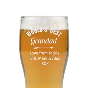 Personalised Beer Glass for Daddy, Engraved Pint Glass, Best Dads Christmas Gift, Custom Pint Glass, New Daddy Gift, World's Best Grandads