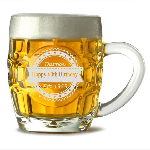 Dimple Tankard Pint Glass Personalised Gifts Birthday Christmas Beer Glasses