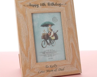 Personalized Birthday Gift Wooden Photo Frame Engraved Picture Holder Custom Wedding Present 4x6 Image Display Memorial Keepsake Anniversary