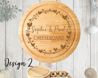 Personalised Engraved Cheese Board Set, Customised Board, Wedding Gift, Anniversary
