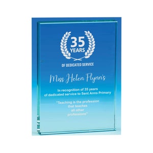 Personalized Engraved Jade Glass Award: Employee Retirement Gift