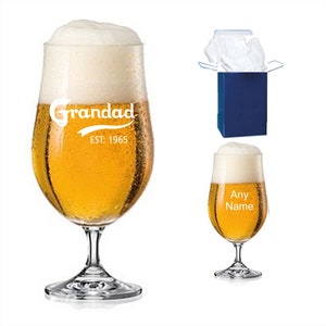 Personalised Beer Glass Engraved Stemmed | Gifts for Dad Ale Craft Glass | Customised Gift Idea for Him | Engraved Birthday Gift