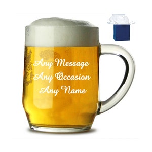 Personalised Engraved Beer Glass Tankard - Ideal Father's Day Gift - Personalized Xmas Pint Glass - Engraved Birthday Present