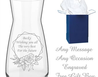 Personalised Rose Glass Vase Engraved Gifts Ideas For Her Women's Flowers Birthday Mothers Mum Wedding Valentines Day Anniversary