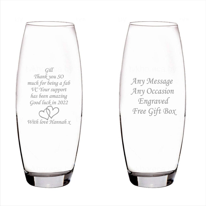 Personalised Engraved Glass Vase , Birthday Gifts, 30th 40th 50th 60th 65th 70th 75th 80th Birthday Any Age 