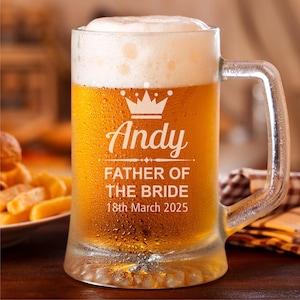 Custom Beer Glass Wedding Gift Engraved Pint Tankard Personalized Groomsman Present Best Man Gift Father Bride Thank You Token Usher Appreciation Present Wedding Party Favor Bachelor Celebration Memento Special Occasion Keepsake Elegant