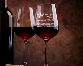 Taça de vinho personalizada com receita médica gravada - Presente original e original