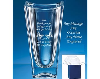 Personalized Crystal Vase: Engraved Wedding, Retirement, Valentine's Gift
