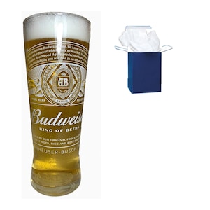 Custom Engraved Budweiser Pint Beer Glass, Personalised Birthday, Fathers day, Wedding Xmas Gifts