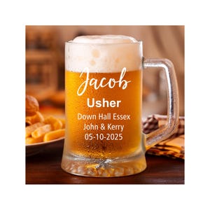 Boccale di birra personalizzato, regalo di nozze per testimone dello sposo, bicchiere da cerimonia inciso, boccale da bere personalizzato, alcol inciso