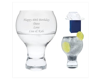 Personalized Crystal Glass Balloon Gin Engraved Whiskey Tumbler Wine 40th Birthday Gift Men Christmas Present Custom Drinkware Text