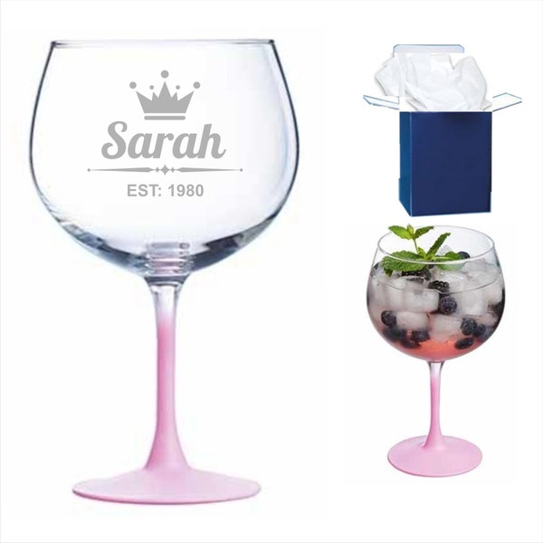 Personalised Engraved Gin Glass | Personalised Glass for Birthday Gift, Christmas Gift | Gin and Tonic Glass | Custom Engraved Glass