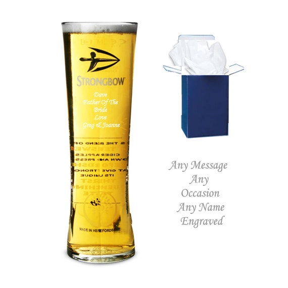 Personalised Engraved Strongbow Pint Glass: Birthday, Xmas Gift, Birthday
