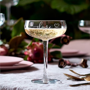Personalized Cocktail Glass Custom Name Engraving Birthday Gift Idea Elegant Champagne Coupe Special Occasion Glassware Martini Glass Design Premium Barware Collection Christmas Present Option Retirement Celebration Gift Wedding Toast