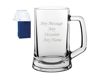 Personalised Beer Glass Tankard Gift Dad Birthday Engraved Drinking Husband Present Retirement Keepsake Groomsman Barware Christmas gift