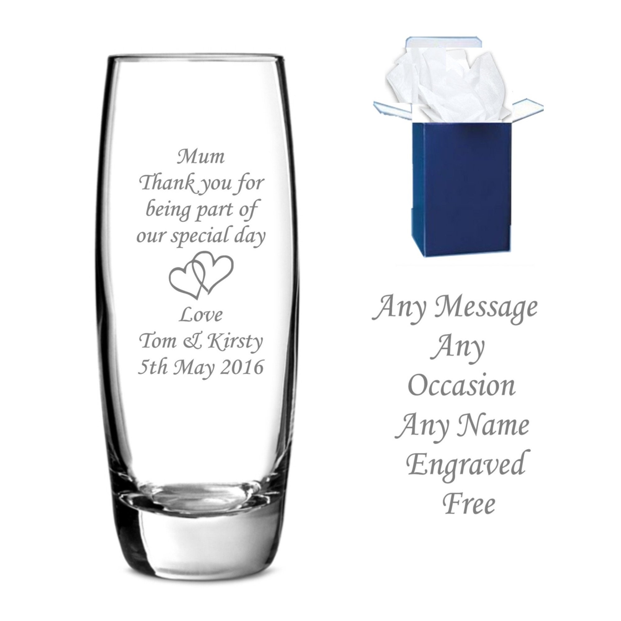 Personalised Engraved Glass Bud Vase Birthday Gifts Mothers Etsy UK