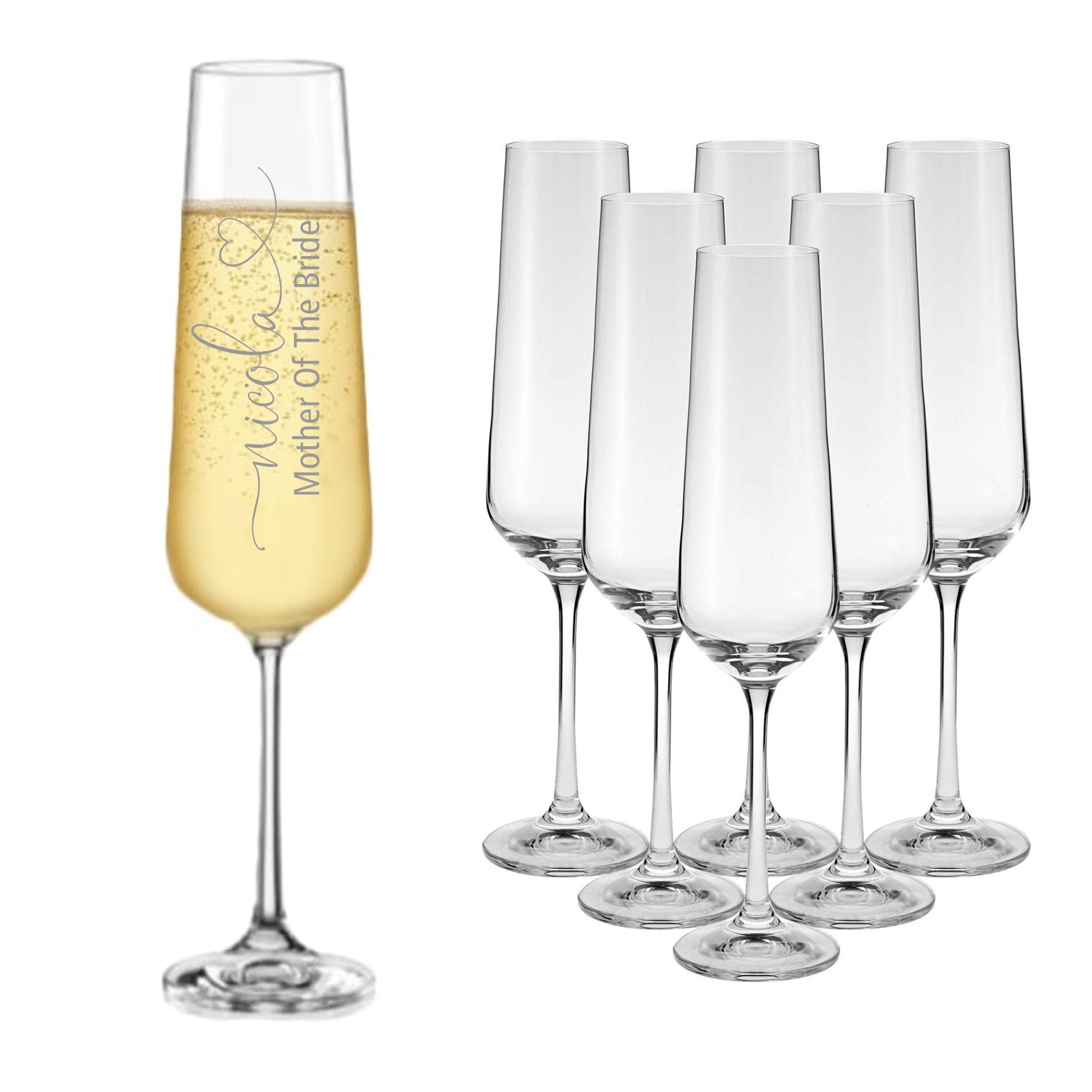 Custom Engraved Champagne Glass - Personalized Wedding Gift - Bridesmaid Gifts, Maid of Honour Gift - Personalised Anniversary Present