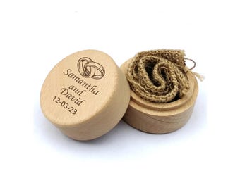 Engraved Wedding Box Custom Ring Bearer Gift Keepsake Wood Rings Holder Ceremony Personalised Groom Rustic Bride Jewelry Storage Handmade