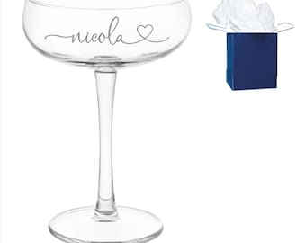 Personalised Engraved cocktail glass, Champagne glass , margarita glass ,  Cocktail martini glass,  Birthday Gifts, 18th 21st , Any age