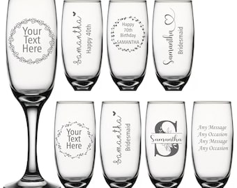 Engraved Champagne Flute: Personalised Glass Gift, christmas, birthday gift, Retirement