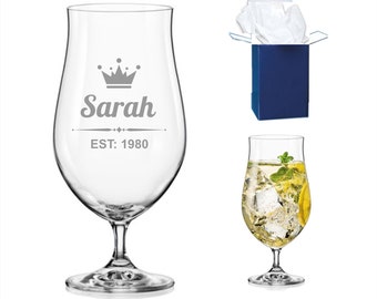 Personalised Engraved Stemmed Gin Glass Grandad Dad Mum, Birthday Gifts Xmas any name