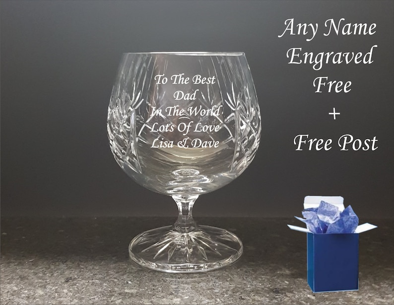 Personalised Engraved Crystal Brandy Glass Birthday Gifts Etsy UK