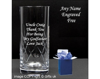 Personalised Engraved Crystal Highball Glass: Vodka Gift, Birthday, Chridtmas, Fathers Day