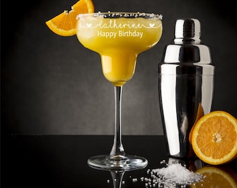 Personalised Margarita Glass Cocktail Gift for Birthday Celebration Present Idea Custom Engraved Glassware Wedding Favor Unique Barware
