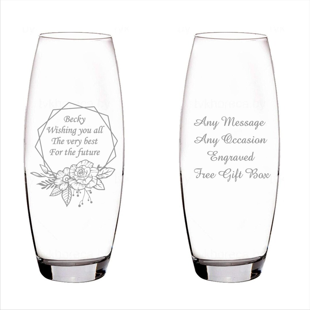 Personalised Engraved Glass Vase Birthday Gifts, Christmas Gifts