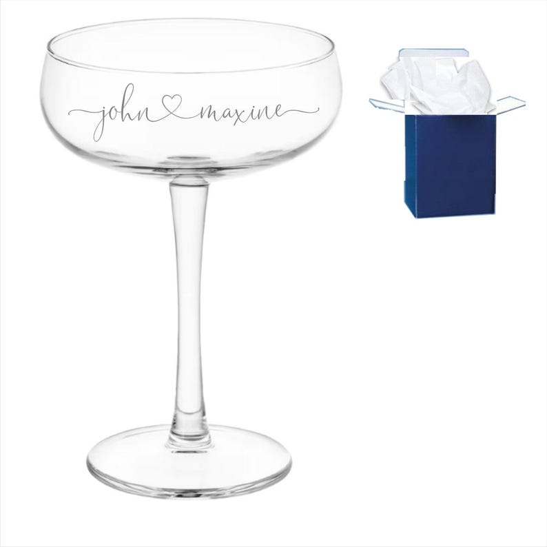 Elegant Barware Collection Personalized Cocktail Glass Custom Name Engraving Premium Champagne Coupe Birthday Gift Option Christmas Present Idea Special Celebration Glassware Wedding Toast Essential Martini Design Feature Unique