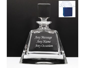 Personalised Engraved Crystal Glass Decanter - Ideal Gift for Him - Whiskey & Brandy Enthusiast - Personalised Whisky Gift