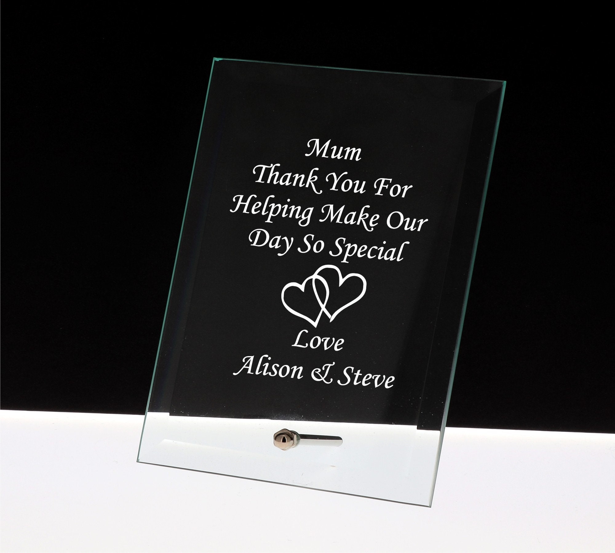 Personalised engraved glass plaque birthday gift mom nan Etsy