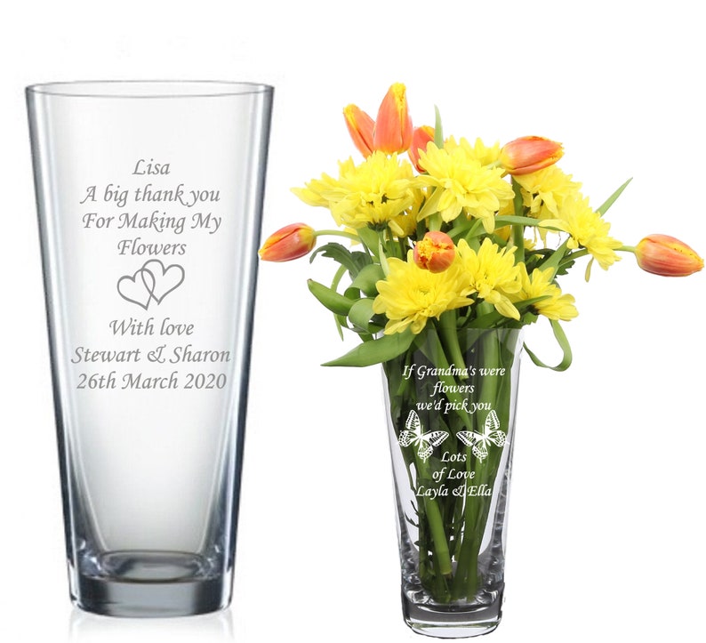Personalised Engraved Glass Vase Birthday Gifts 30th 40th Etsy