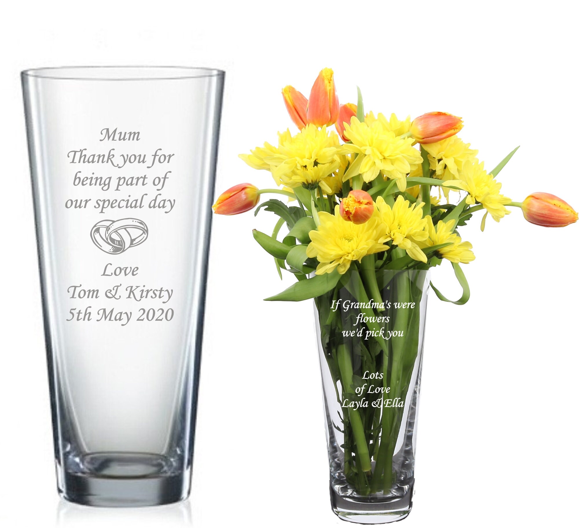 Personalised engraved glass vase Mother Of the Bride Mother Of Etsy