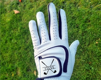 Personalised Golf Glove Left Hand Custom Gift Golf Lovers Birthday Present Men Groomsman Monogrammed Leather Engraved Accessory Dad Husband
