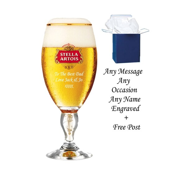 Engraved Stella Artois Pint Glass Chalice Personalised Etsy