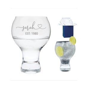 Copa de ginebra personalizada grabada, regalo de cumpleaños. Cualquier edad, cualquier año. Cóctel.