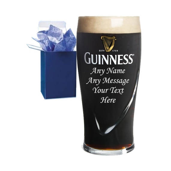 Engraved Guinness Pint Glass - Personalised Gift for Dad or Grandad, Christmas, Birthday Gift