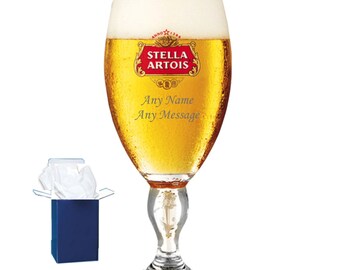 Personalised Branded Pint Stella Artois Chalice, Christmas Gifts, Birthday gifts, 40th Birthday any occasion gift boxed