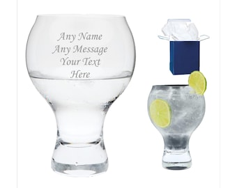 Bicchiere da gin personalizzato, regalo di compleanno per lui, regalo di Natale, Babbo Natale segreto, idea unica, bicchiere da bere con incisione personalizzata, accessorio da bar per papà