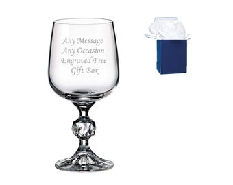 Engraved Wine Glass Crystal Stemware Gifts Her Birthday Present Personalized Custom Etched Goblet Wedding Party Favor Bridesmaid Gift Idea