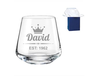 Personalisierte Whiskyglas Geburtstagsgeschenk für Ihn Jubiläumsgeschenk Geätztes Kristallglas Set Benutzerdefinierte Gravur Whiskyliebhaber Barzubehör